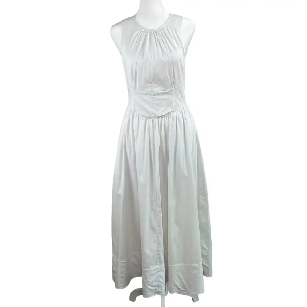 Cinq A Sept White Benita Double Bow Back Sleeveless Crewneck Midi Dress 2 NWOT - Picture 2 of 16